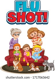 Family member with flu shot sign illustration