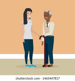 family member grandfather smiling happiness vector illustration