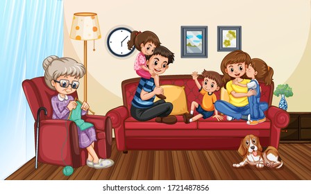 Family member at the house illustration