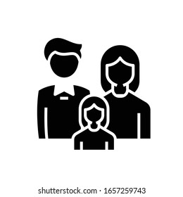 Family members black icon, concept illustration, vector flat symbol, glyph sign.