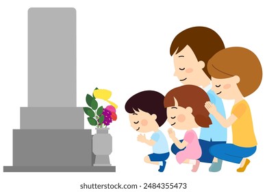 Family members come to visit the grave and pray