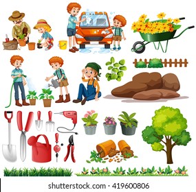 Cartoon Man Garden Images, Stock Photos & Vectors | Shutterstock