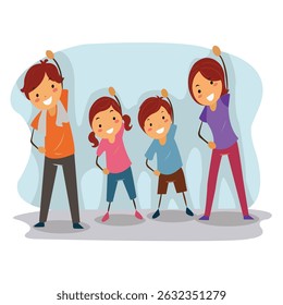 Family members gym illustration design
