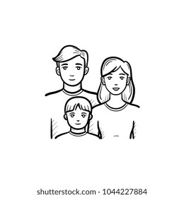 Family members hand drawn outline doodle icon. Vector sketch illustration of family members - mother, father, child for print, web, mobile and infographics isolated on white background.