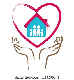family members in heart silhouette  characters