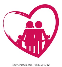 family members in heart silhouette  characters