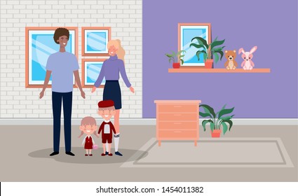 family members in house place scene