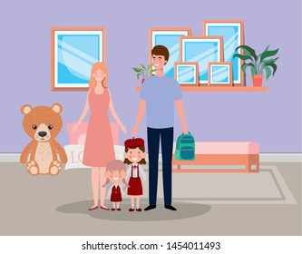 family members in house place scene