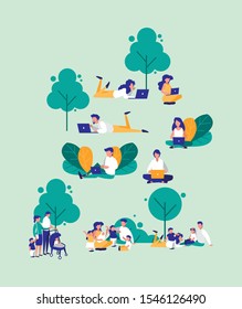 Family members outside design, Relationship avatar lifestyle person and character theme Vector illustration