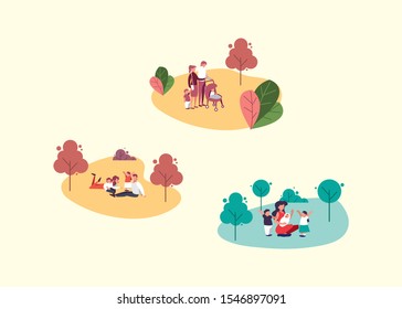 Family members outside design, Relationship avatar lifestyle person and character theme Vector illustration