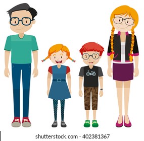 Family members with parents and children illustration