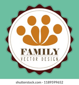 family members silhouette  characters seal stamp