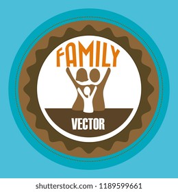 family members silhouette  characters seal stamp