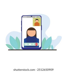 Family members talk to each other online, video