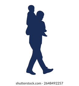 Family members walking together in silhouette during late afternoon outdoors fathers and son
