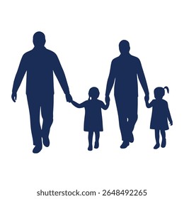 Family members walking together in silhouette during late afternoon outdoors fathers and son
