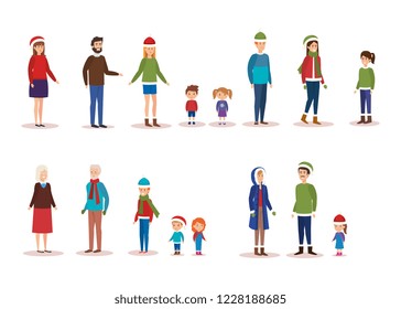 family members with winter clothes