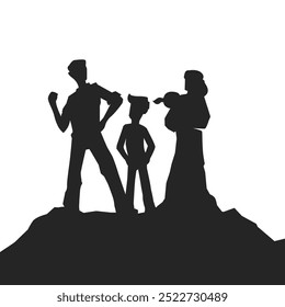 Family minimalistic vector fight mountain illustration