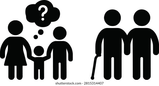 Family with missing member question mark symbol concept