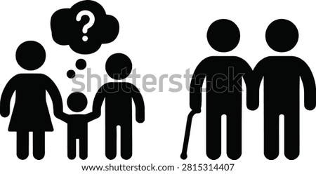 Family with missing member question mark symbol concept
