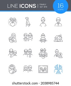 Family - modern line design style icon set