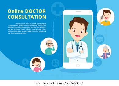 Family With Modern Medicine And Healthcare System Support.Smartphone With Doctor On Call Holding Meds.Online Medical Consultation Concept