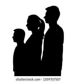 A family with mom dad and son silhouette vector