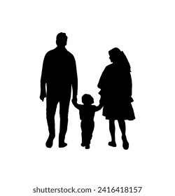 Family mom and dad walking together with kids children vector