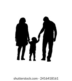 Family mom and dad walking together with kids children vector