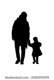 Family mom and dad walking together with kids children vector