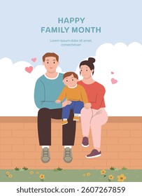 family month family character vector illustration