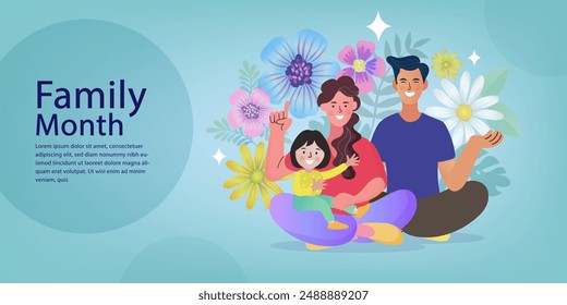 Family Month, Parents' Day, Love, Family. happy mother's day. Express Warmth. People who appreciate their parents and love their children. Vector Illustration.