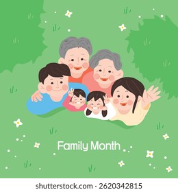 Family Month Spring Background High Angle Looking Up Family Illustration