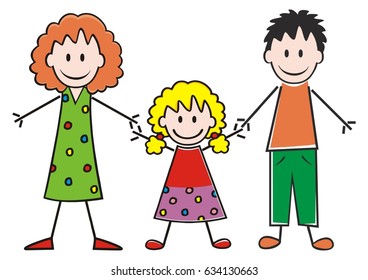 Kids Drawing Happy Family Picture Stock Vector (Royalty Free) 191522819