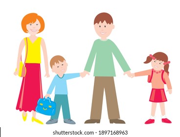 family, mother, father and boy and girl, vector illustration