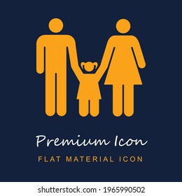 Family Of Mother And Father With A Daughter premium material ui ux isolated vector icon in navy blue and orange colors