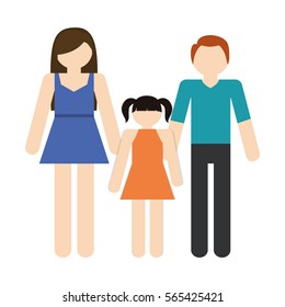 family mother father daughter together members traditional vector illustration eps 10