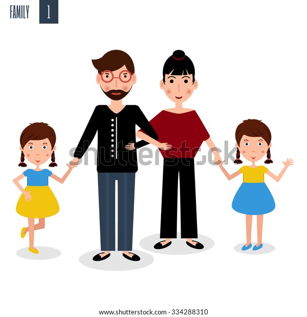 Family Mother Father Girl Twins Stock Vector Royalty Free