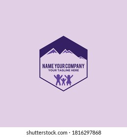 family mountain logo design vector