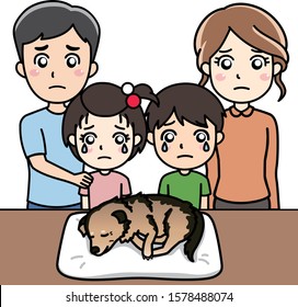 Family mourning of older dog gone.