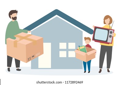 Family moving to a new home