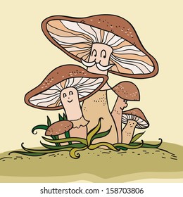 Family is mushrooms. Illustration of children's books and journal