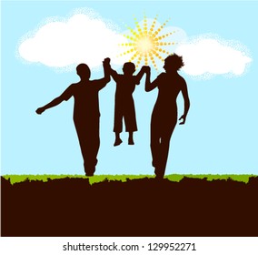 family in nature