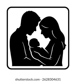 Family newborn baby silhouette parents love care motherhood fatherhood parenting illustration design