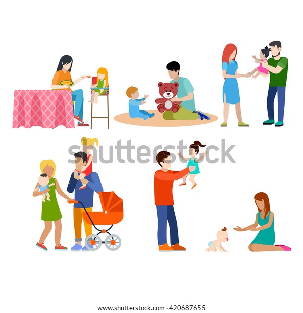 family nursing babysitting young people parents stock vector babysitter free