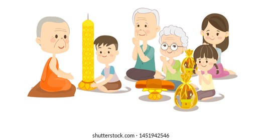 Family Offering to Buddhish vector