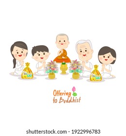 Family offering to Buddhist with athin Ceremory Vector