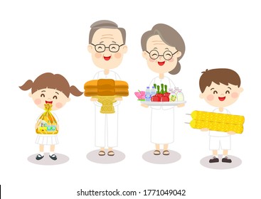 Family offering to Buddhist with Kathin ceremony