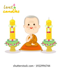 Family offering to Buddhist with Land Candles Vector