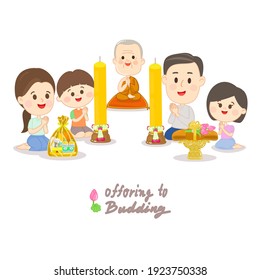 Family offering to Buddhist Vector